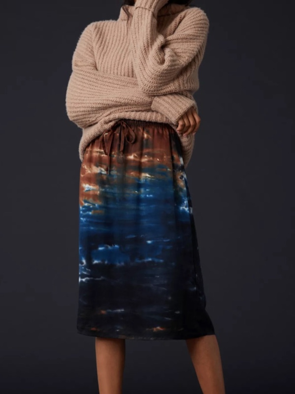 Anthropologie Cloth & Stone Kira Tie Dye Midi Skirt